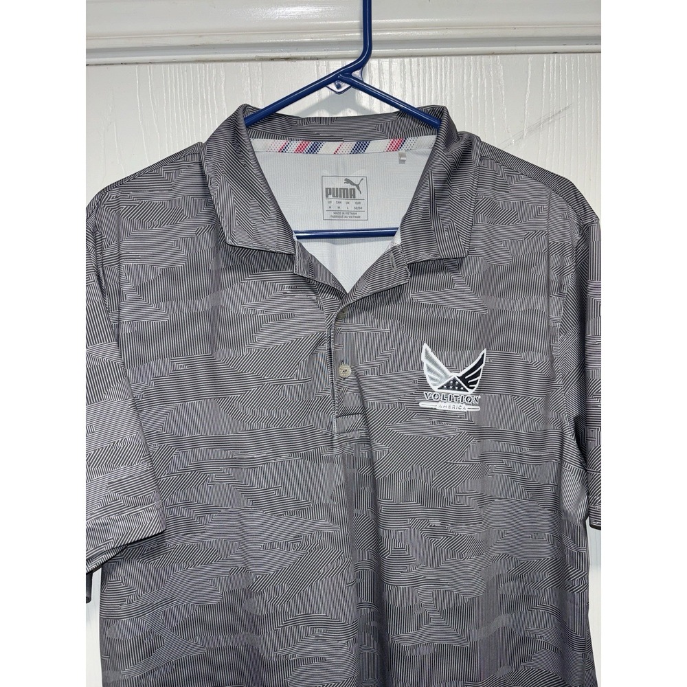 Puma Men's Medium Golf Polo Shirt Volition Performance‎ Lightweight Gray Stretch